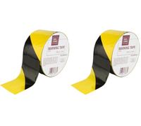 IDEA HOME Ruban de Signalisation Jaune Noir 50m x 48mm Bande de Sécurité Non Adhésive Délimitation Zones Danger Chantier Événement (Lot de 2)