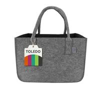 IDEA HOME Sac en Feutre Shopper Toledo Noir Gris 30L Grand Cabas de Rangement Panier à Bois de Cheminée