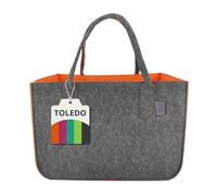 IDEA HOME Sac en Feutre Shopper Toledo Orange Gris 30L Grand Cabas de Rangement Panier à Bois de Cheminée