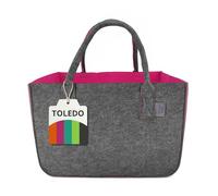 IDEA HOME Sac en Feutre Shopper Toledo Rose Gris 30L Grand Cabas de Rangement Panier à Bois de Cheminée