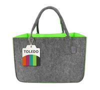 IDEA HOME Sac en Feutre Shopper Vert Gris 30L Grand Cabas de Rangement Panier à Bois de Cheminée