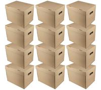 IDEA HOME STOREA IDEA Lot de 12 boîtes d’archivage A4 avec couvercle - boîtes de rangement en carton empilables pour dossiers, classement, stockage, bureau et déménagement