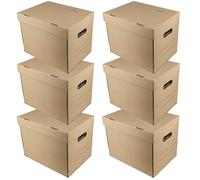 IDEA HOME STOREA IDEA Lot de 6 boîtes d’archivage A4 avec couvercle - boîtes de rangement en carton empilables pour dossiers, classement, stockage, bureau et déménagement