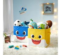 Idea Nuova Baby Shark Lot de 2 cubes de rangement pliables Bleu/jaune 25,4 x 25,4 cm