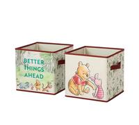 Idea Nuova Disney Winnie l'ourson - Lot de 2 bacs de rangement pliables en tissu durable avec poignées, 25,4 x 25,4 x 25,4 cm, pour chambre d'enfant, chambre d'enfant et placard
