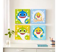 Idea Nuova Lot de 4 toiles murales carrées Baby Shark 28,9 x 27,9 cm chacune