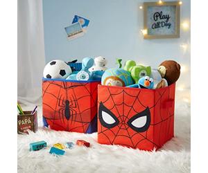 Idea Nuova Marvel Lot de 2 cubes de rangement pliables, 25,4 x 25,4 cm, Spiderman/rouge