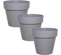 idea-station IBI Pot de Fleur Plastique 3 x 14 cm - Gris - Cache Pot Plante Interieur