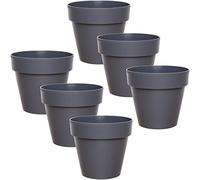 idea-station IBI Pot de Fleur Plastique 6 x 12 cm - Anthracite - Cache Pot Plante Interieur