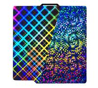 IdeaFormer PEW PES Plaque d'impression en PES pour Bambulab X1, X1C, X1E, P1P, P1S, A1, Smooth Rainbow Gear+Plaid PEW PES Build Plate Spring Steel pour Bambu Lab 257 x 257 mm