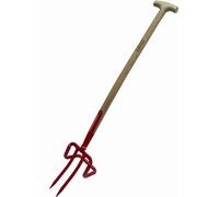 IDEAL 670-50030 IDEAL Couteau désherbeur avec manche, 2 dents, rouge/naturel