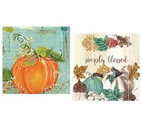 Ideal Home Range IHR Lot de 20 serviettes en papier 3 plis avec inscription Grace and Gratitude et 20 citrouilles Blessed Pumpkins