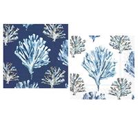 Ideal Home Range IHR Lot de 20 serviettes en papier 3 plis Bleu corail et blanc corail