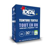 IDEAL - Kit Teinture Tout en Un Mini Bleu Cobalt - 230 g - Colorant + Fixateur + Sel Inclus - Teinture Textile Longue Tenue - Coton, Lin, Soie, Viscose - Efficace dès 30°C - Fabrication Française