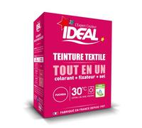 IDEAL - Kit Teinture Tout en Un Mini Fuchsia - 230 g - Colorant + Fixateur + Sel Inclus - Teinture Textile Longue Tenue - Coton, Lin, Soie, Viscose - Efficace dès 30°C - Fabrication Française