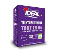 IDEAL - Kit Teinture Tout en Un Mini Violet - 230 g - Colorant + Fixateur + Sel Inclus - Teinture Textile Longue Tenue - Coton, Lin, Soie, Viscose - Efficace dès 30°C - Fabrication Française
