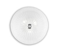 Ideal Lux 008608 Shell PL3, Diffuseur Transparent Travaillé en Plaqueet Fini À L'Intérieur avec Grès. Ferme Verre avec Détail en Métal Chromé, E27, 60 W