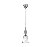 Ideal Lux 017440 CONO SP1, Montures Couvre Douille en Métal Chromé. Câbles Électriques Réglables en Longueur. Diffuseur en Verre Transparent Soufflé À Main, E14, 40 W, Nacre