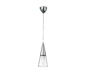 Ideal Lux 017440 CONO SP1, Montures Couvre Douille en Métal Chromé. Câbles Électriques Réglables en Longueur. Diffuseur en Verre Transparent Soufflé À Main, E14, 40 W, Nacre