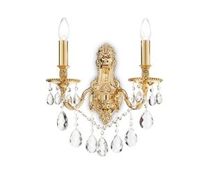Ideal Lux GIOCONDA AP2 Suitable For Indoor use E14 Gold - Wall Lighting (Surfaced, Living room, Gold, Glass, Metal, iP20, transparent)