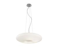 Ideal Lux Lampe suspension Glory SP3 D50, blanc, monture nickel satiné, diffuseur en verre soufflé acidé, câbles réglables en hauteur, diamètre 50, hauteur max 95, lustre salon, lustre cuisine, 3