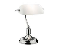 Ideal Lux LAWYER TL1 lampe de table E27 Incandescent Chrome, Blanc