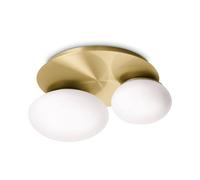 Ideal Lux NINFEA Plafonnier DecoratiGlass Rond à 2 Lumières Laiton