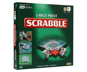 Ideal | Scrabble à grands caractères : planche supplémentaire avec texte et lettres en gros caractères clairs | Jeux | Mots | Pour 2 à 4 joueurs | À partir de 10 ans, 11213, Vert, Planche : 37 cm x 37