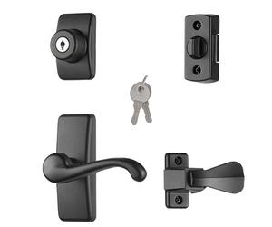 Ideal Security HK01-I-MB GL Lot de 4 poignées de porte anti-tempête et moustiquaires Noir mat