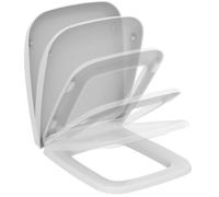 Ideal Standard 21 Ventuno abattant WC recouvrant, angulaire - Blanc (Alpin) | Abattant WC avec mécanisme de fermeture en douceur (Softclose) et charnières robustes en acier inoxydable, T663801