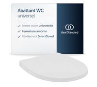 Ideal Standard abattant WC universel, ovale, Wrapover - Blanc (Smartguard+) | Avec fermeture automatique (Softclose), abattant WC ovale amovible pour un nettoyage facile, antibactérien, E3747HY