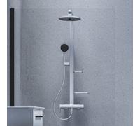 Ideal Standard ALU + Colonne de Douche Mécanique, Aluminium recyclé, Eco-responsable, Pomme de Douche Orientable 26 cm, Douchette 2 Jets 10 cm, Argent mat, BD584SI