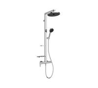 Système de douche Ideal Standard CeraflowAlu+ BD584AA avec robinetterie, 2 étagères, douchette et pommeau de douche, chromé