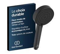douchette Ideal Standard Alu+ BD580XG noir soie, 100mm, 2 types de jets