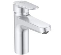 Ideal Standard - Alu+ Mélangeur de lavabo, 120 mm projection de jet, Redresseur de flux, économie d'eau, technologie Blue Start, système FirmaFlow, éléments de base en aluminium, Silver