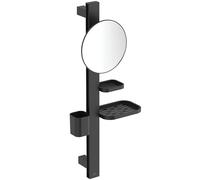 Ideal Standard Alu+ Miroir de courtoisie, Combinaison d'accessoires S, avec Miroir cosmétique Ø 205 mm (grossissement 3 Fois), en Aluminium recyclé à 84% - Noir Mat (310.5x160x717 mm)