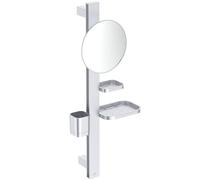 Ideal Standard Alu+ Miroir de courtoisie, Combinaison d'accessoires S, avec Miroir cosmétique Ø 205 mm (grossissement 3 Fois), en Aluminium recyclé à 84% - Argent (310.5x160x717 mm)