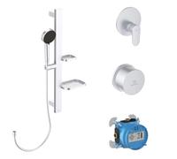 Ideal Standard BE127SI Ensemble complet de douche en aluminium avec douchette à main et douchette à économie d'eau Argenté