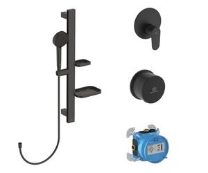 Ideal Standard BE127XG Kit complet de douche en aluminium avec douchette à main et douchette à économie d'eau Noir soyeux