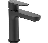 Ideal Standard Cerafine O Robinet de lavabo, hauteur du bec 122 mm, robinet de salle de bain à économie d'eau, avec bonde, installation rapide - Noir Mat (50 x 166 x 176 mm)