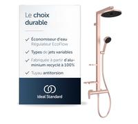 Ideal Standard Système de douche Alu+ BD584RO mitigeur, cartouche FirmaFlow, 2 étagères, rosace