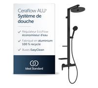 Ideal Standard Système de douche Alu+ BD584XG mitigeur, cartouche FirmaFlow, 2 étagères Silk Noir