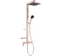 Ideal Standard Ceraflow Alu+ système douche avec mitigeur, angulaire - Rosé | Douches économes en eau 2 fonctions (douche de tête et douchette), tablettes réglables, BE204RO