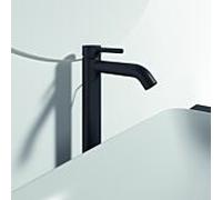 Ideal Standard Mitigeur lavabo Ceraline BC194XG – Silk Noir, saillie 150 mm, base surélevée