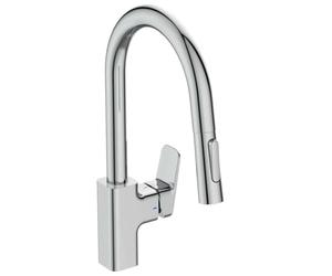 Ideal Standard Ceraplan Robinet Cuisine Mitigeur Col de Cygne Avec Douchette Extractible 2 Jets Mousseur Aérateur intégré pour Economie d'Eau Idéal Evier Cuisine Finition Chrome BD338AA