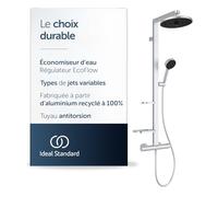 Ideal Standard Système de douche Alu+ BD583SI avec thermostat Ceratherm, 2 étagères, argent