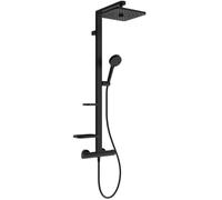 Ideal Standard Ceratherm Alu+ douche avec thermostat, angulaire - Noir | Douchettes économes en eau à 2 fonctions, technologie CoolBody, tablettes réglables, BE210XG