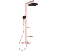 Ideal Standard - Ceratherm Alu+ Système de douche avec mitigeur thermostatique, avec 2 étagères, douchette 2 fonctions et pomme de tête 2 fonctions, Rosé