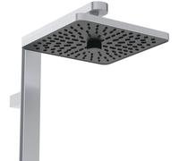 Ideal Standard Ceratherm Alu+ Système de douche avec thermostat de douche, 2 tablettes, douchette à main 2 fonctions, douches à tête carrée, BE210SI, Couleur: argentés
