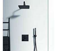 Ideal Standard Ceratherm C 100 Duschsystem Unterputz mit Idealrain Kopfbrause, Handbrause und Zubehör, silk black, schwarz matt, Duscharmatur Set